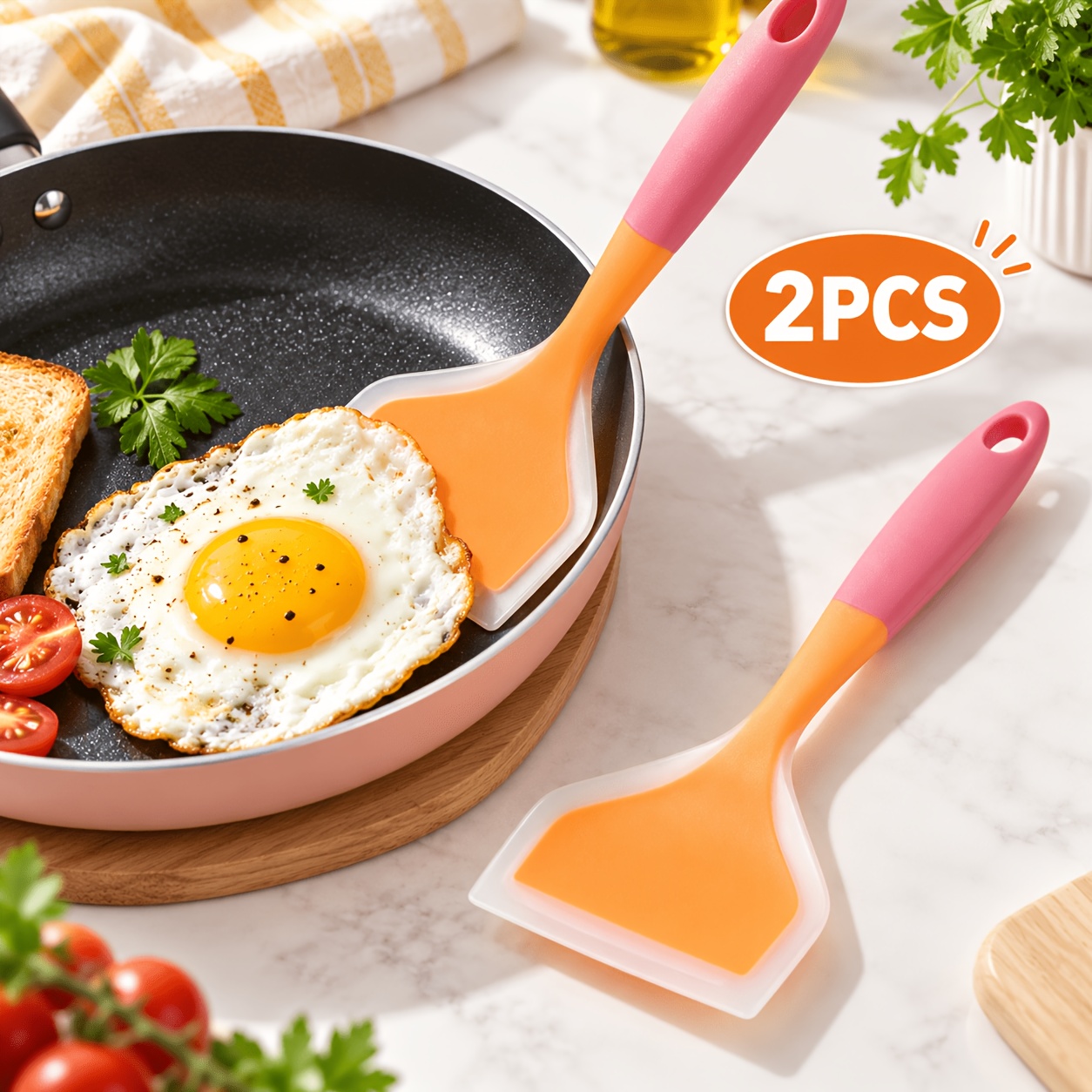 2pcs Silicone Cooking Scraper Spatula Set