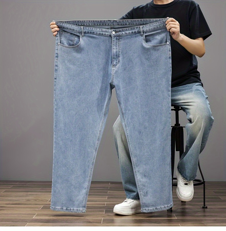 Plus Size Men's Soft & Comfy Jeans - Casual Loose Fit Denim Pants with Pockets, Stretch Rayon Blend for Fall/Winter, PLUS SIZE