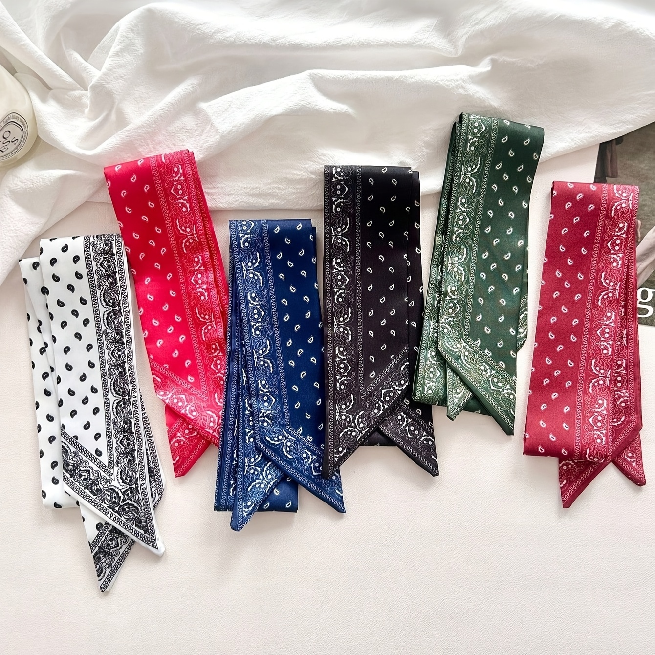E-shop Set mit 6 Vintage Paisley Haarputzen - Multifunktionale Schals für und Stirnbänder für Damen Haarverzierungen