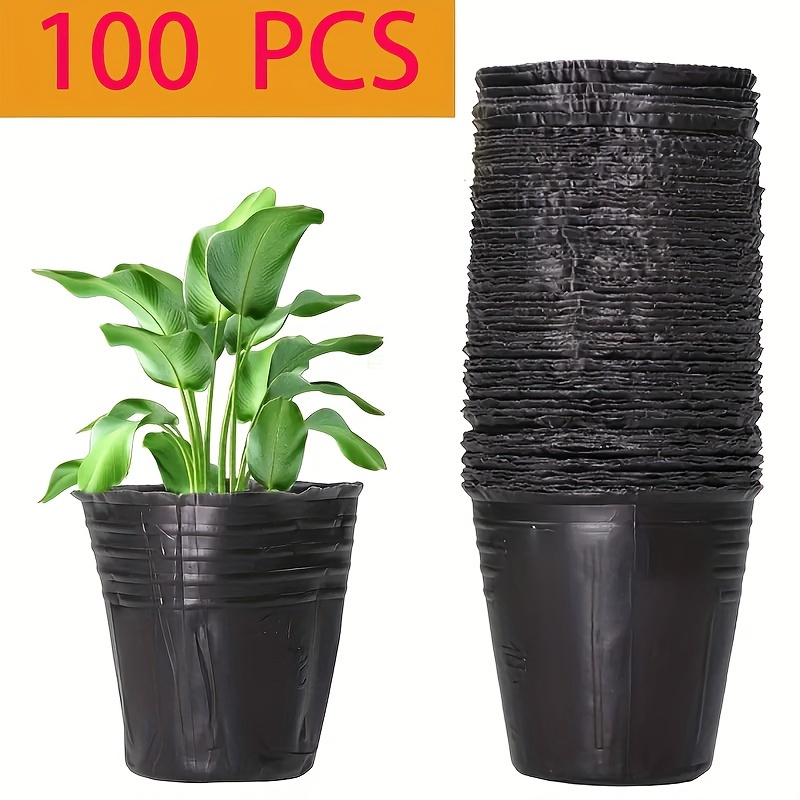 

100 Packs, 6.7" Height Plastic Nursery Pots, Rustic 3.15" Diameter Seedling Grow Cups For Plants, Gardening Containers With Drainage Holes