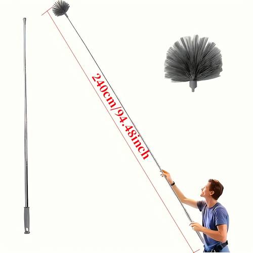 spider web duster with extension pole washable cleaning duster kit spider web duster corner brush 15 100 inch long ceiling fan aluminum telescopic pole