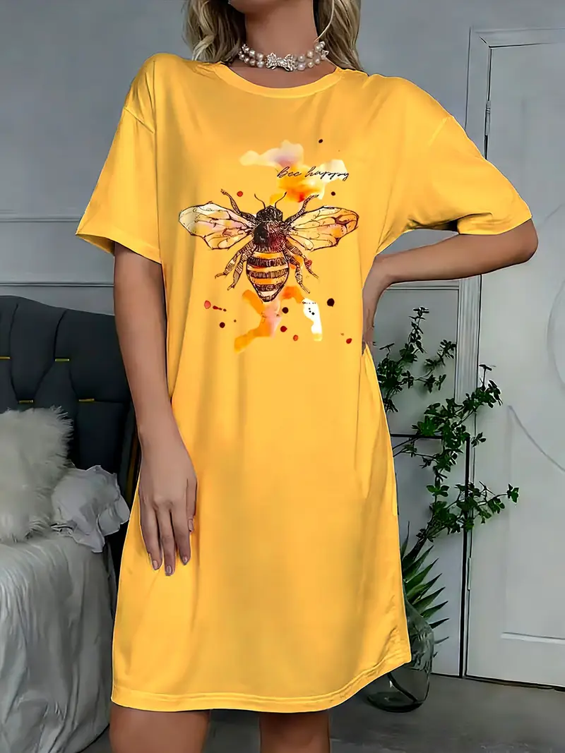 pajama t shirt dress NSLGXD Summer Dresses for Women Casual Short Sleeve Pajama T-Shirt Dress Crew Neck Loose Fit Patriotic Mini Dress S-5XL Purple Dress