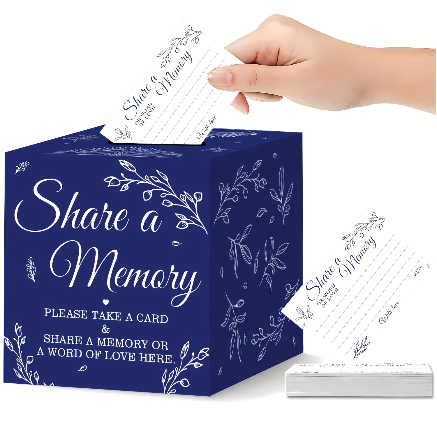 TEMU 51pcs, Blue Floral Theme Shared Memory Card Box Decoration, Birthday Party Card Boxes, Suitable For , Memory Card Box Guest Card Ideas, Suitable