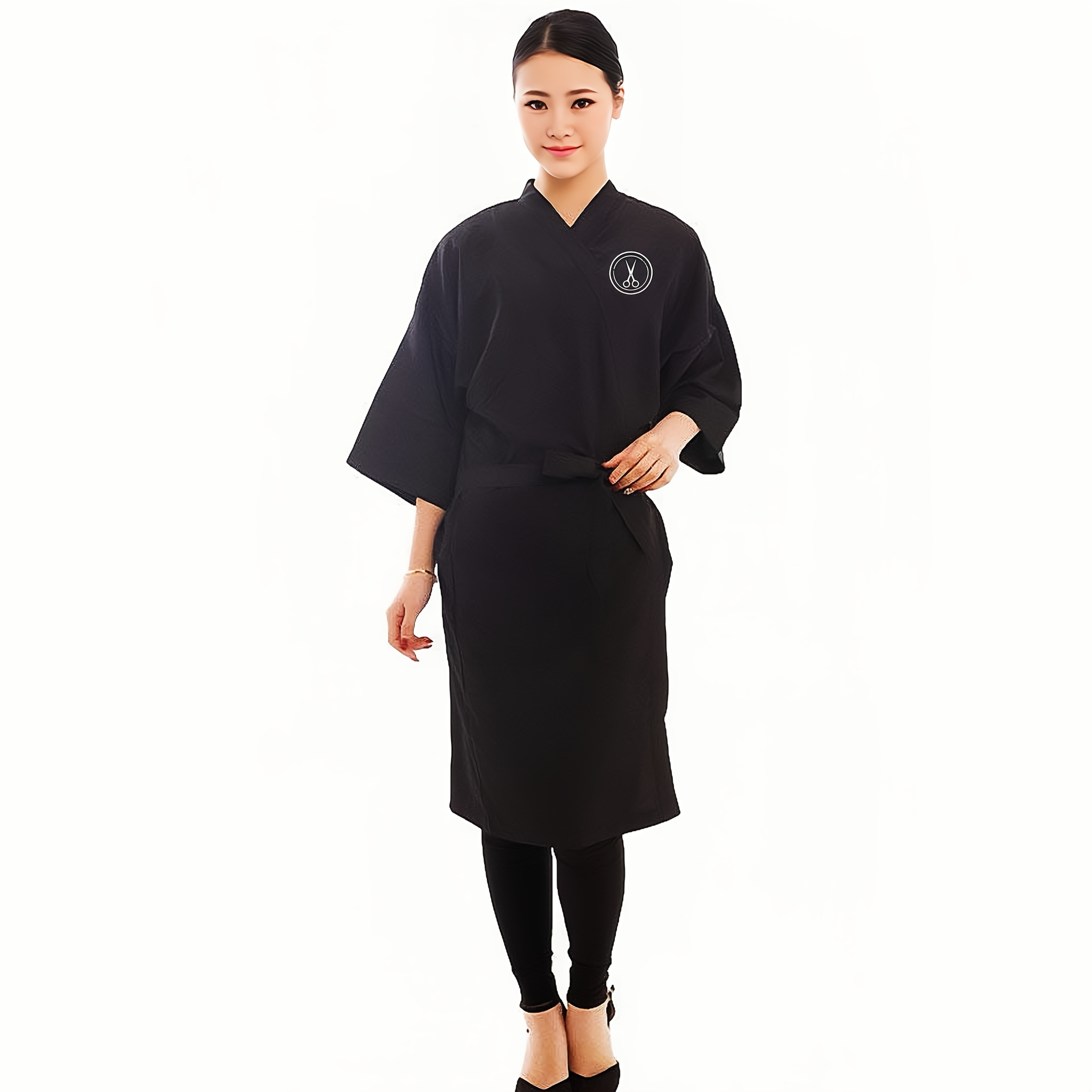 TEMU 1pc-printed Scissors Pattern Barber Shop Customer Service, Barber Shop Customer Dress And Kimono, Cutting Kimono High-grade Hair , Spa Guest