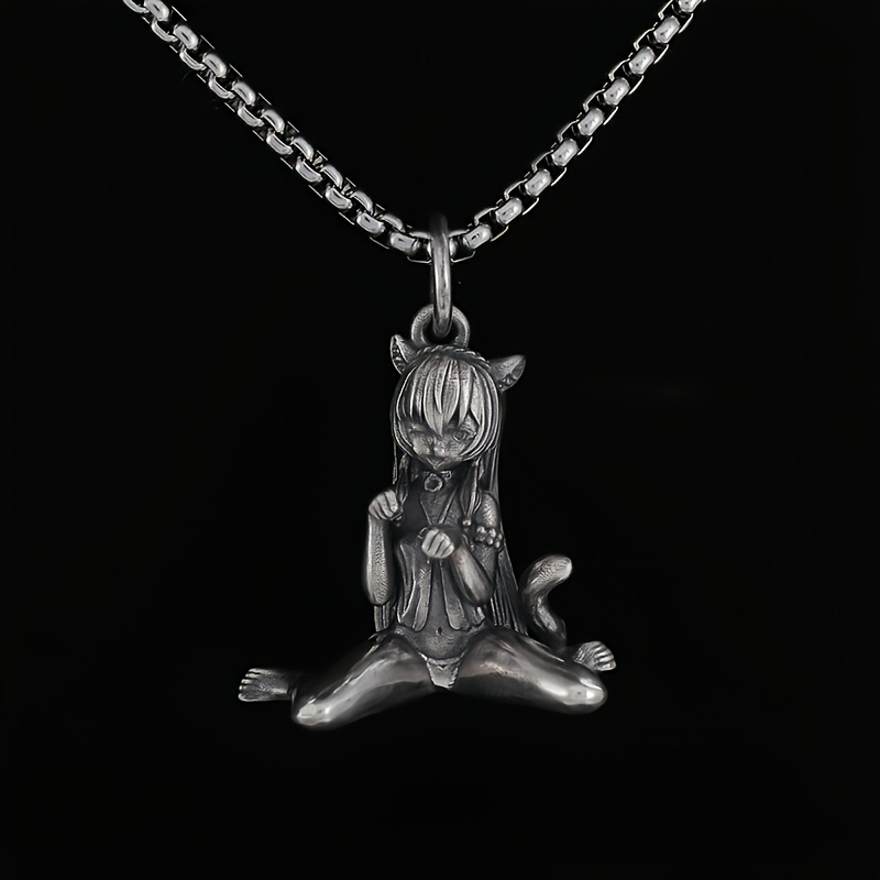 TEMU Collana con ciondolo a forma di orecchie da gatto, personaggi di anime e animati, design , stile punk hip hop rock per , idea regalo per feste