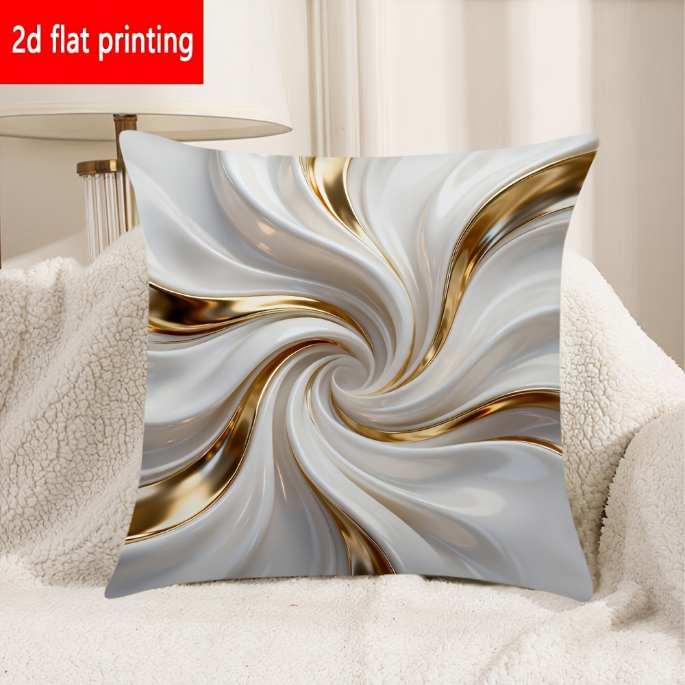 TEMU Printed Design - Not Textured 1pc Light Platinum Swirl Pattern Pillowcase Single-sided Print Without Pillow Core Zipper Closed Suitable For Sofa