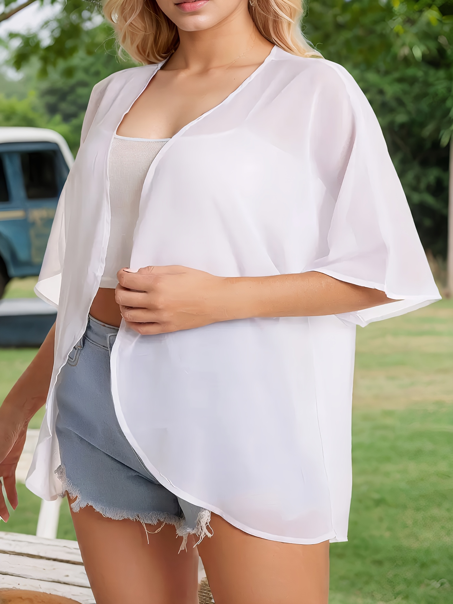 Large size Women's casual kimono cardigan smock chiffon material quick-drying fabric can be worn in multiple seasons suitable for a variety of occasions a variety of colors