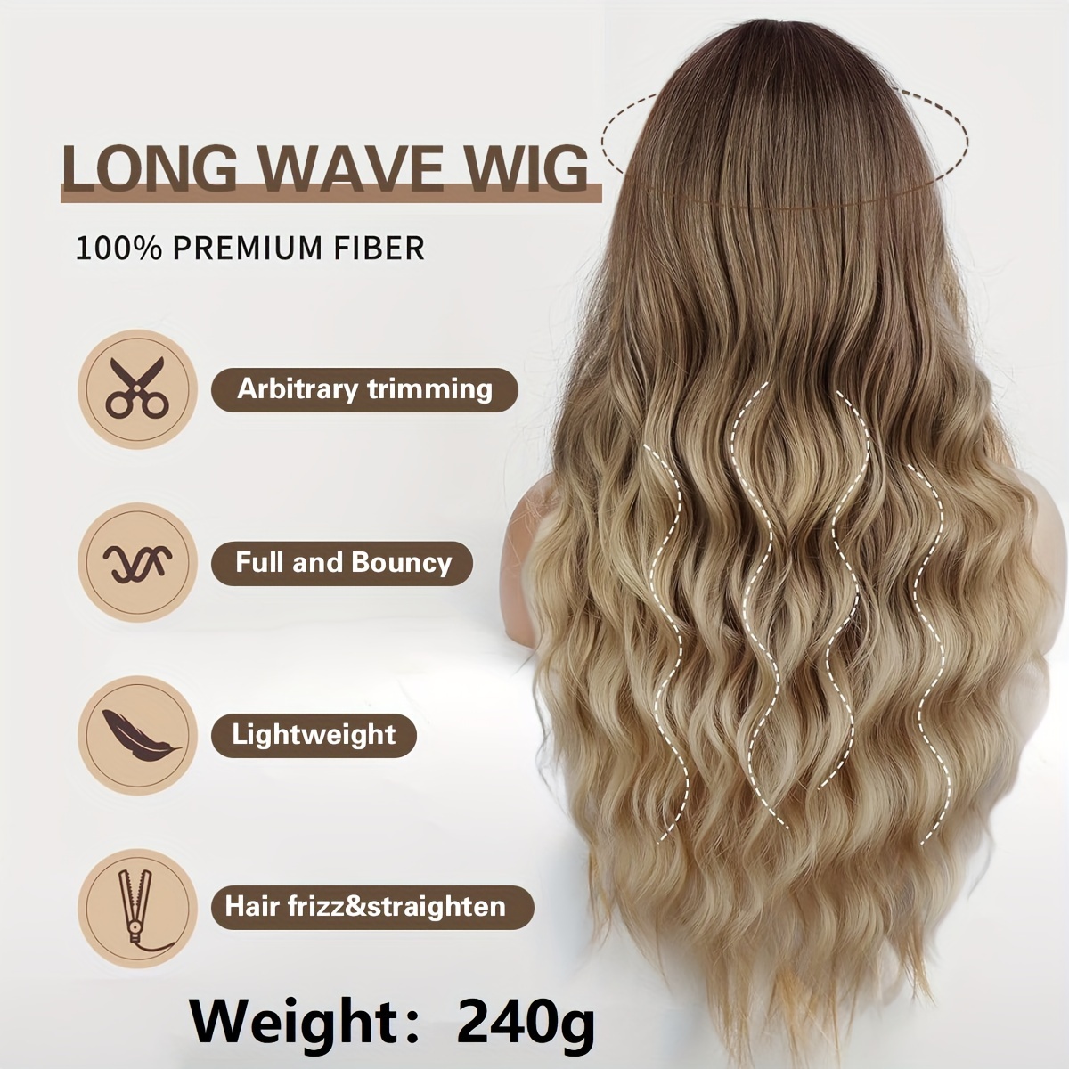 30 inches Dark factory Rooted Brown Gradient Blonde Ombre Water Wave Wig