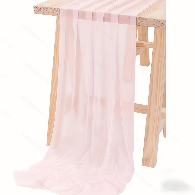 TEMU 1pc Beautiful Sheer Draped Table Runner, Bohemian Style Tablecloth, Shiny Chiffon Rectangular Long Lightweight Tablecloth, Suitable For Rustic