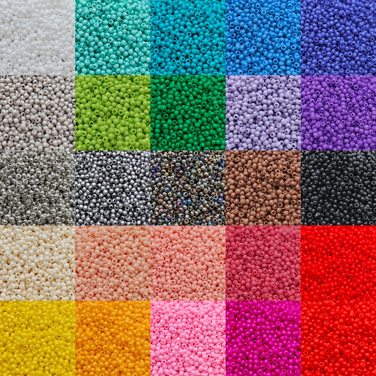 TEMU Kit de , Ensemble Complet de 25 Couleurs, 5g par Couleur, 125g, Perles de Rocaille en Verre d' 2mm, DIY, Convient aux Styles Faits Main ,