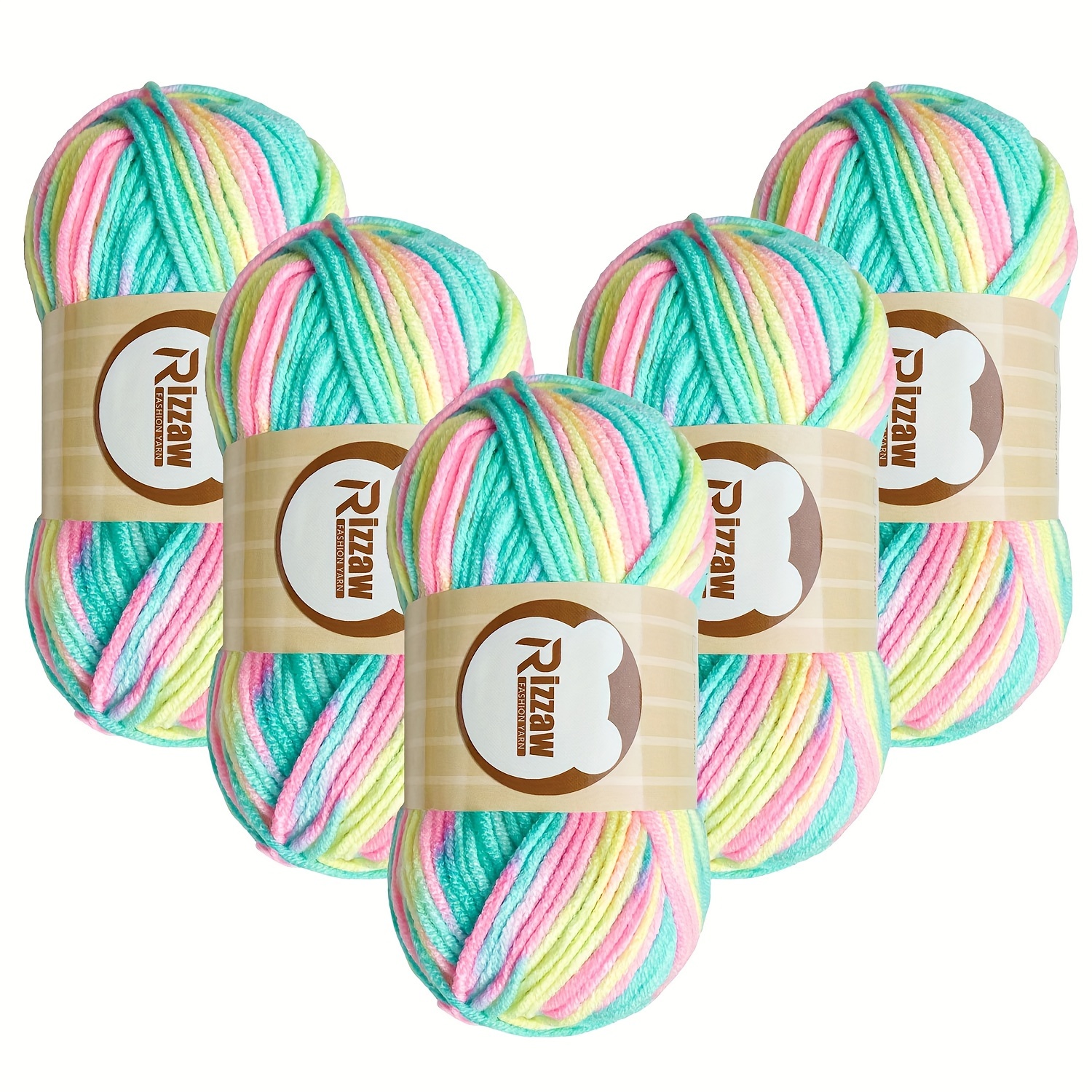 Image of 5 Packs Of Gradient Acrylic Yarn, Knitted Set, Suitable For Crocheting Sweaters, Carpets, Handbags, Etc. To Weave, Suitable For Crocheting Hats In Autumn And Winter.