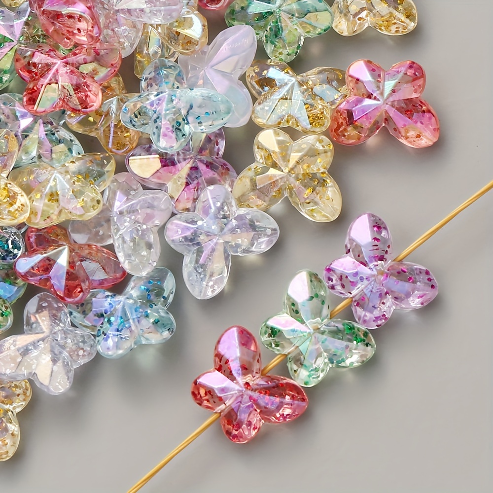 30pcs Clear Butterfly Beads for Jewelry Making & Crafts