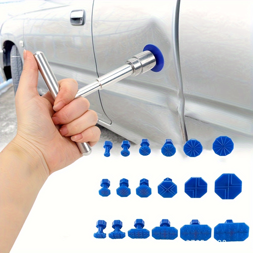 

19-piece Manual Pull Rod Repair Tool Set With Blue Plugs - Car Dent Repair Kit For Bodywork And Fender Repairs