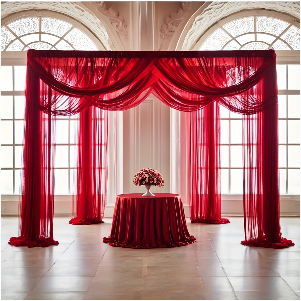 E-shop ., Zoll Hochzeitsbogen-Vorhangdekoration, Vorhangstoff, Rotes Tüll-Chiffon für Hochzeiten, Vorhänge, Schaukel und
