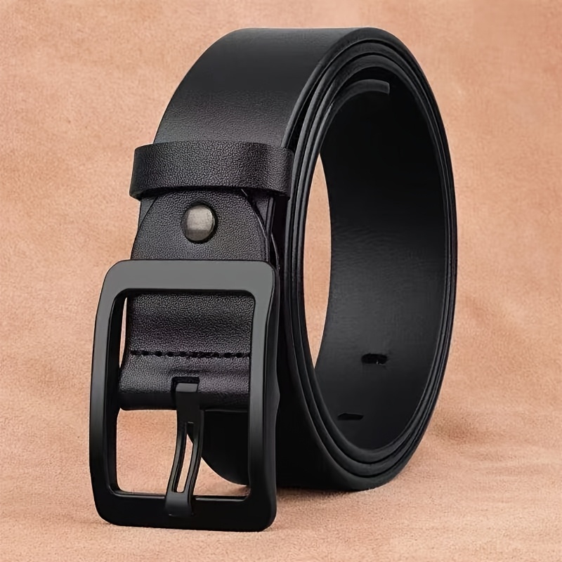 1pc Men'S Genuine Leather Casual Belt - Minimalist Vintage Design with Alloy Buckle, Adjustable Fit for Casual, Work, Parties & Valentine'S Day - Durable Everyday Accessory, High-Quality Craftsmanship, Casual Attire, Classic Style, Fashion