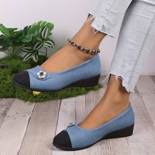 round toe versatile for new retro color blocking slip on soft soled loafers breathable flat shoes women shoes