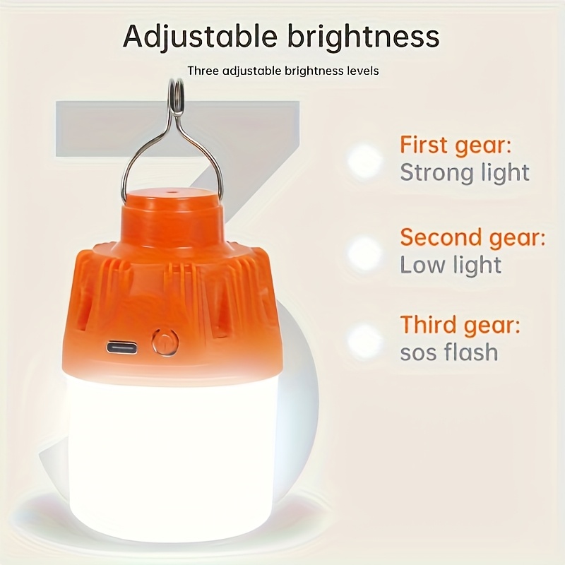 Portable Electric Light for Camping, LED Bulb with USB Charging