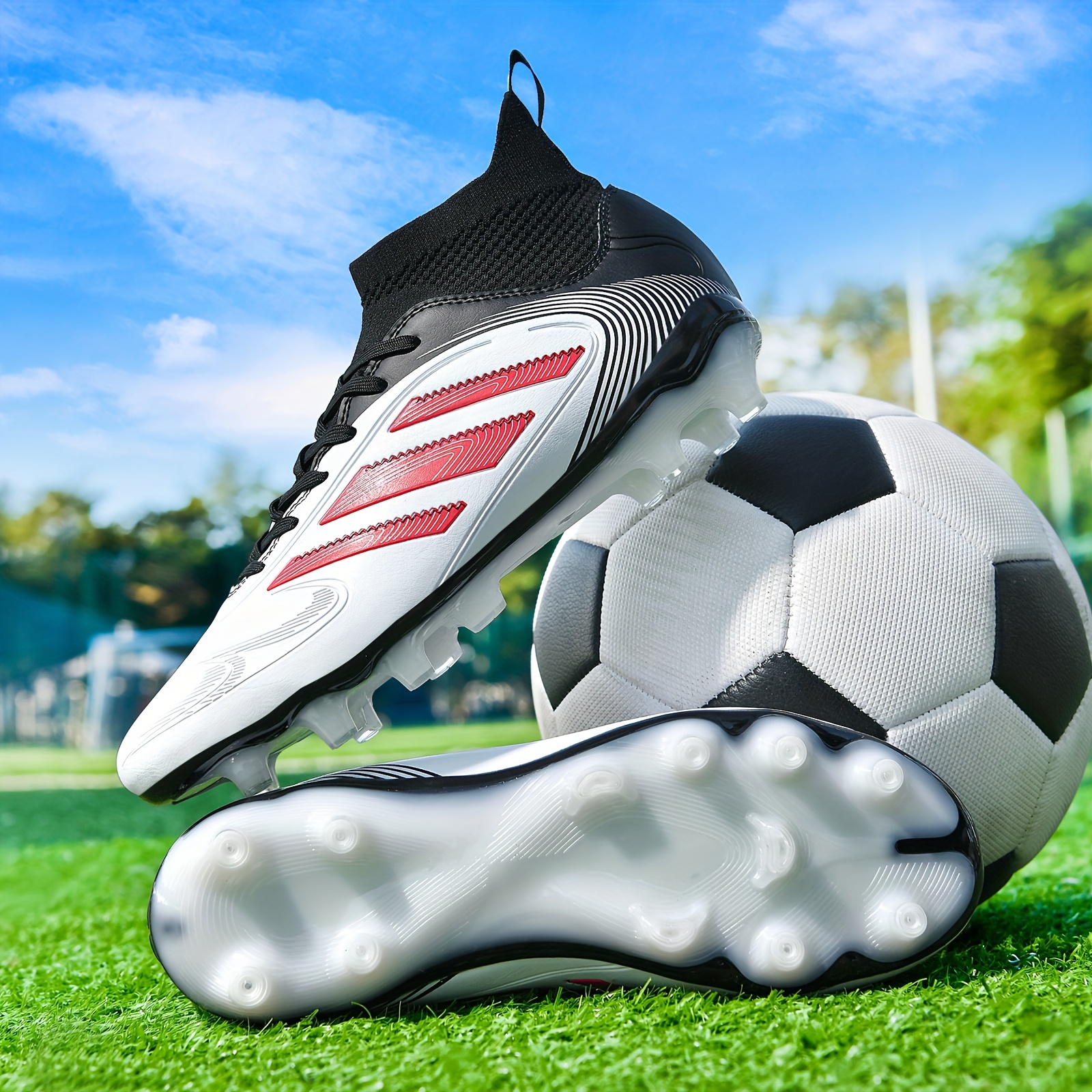 Zapatillas de Fútbol para Hombre, Botas Premium Sin Costuras Antideslizantes y Duraderas para Césped Exterior con Súper Agarre y Soporte de Tobillo, de Alta Gama y Estilo