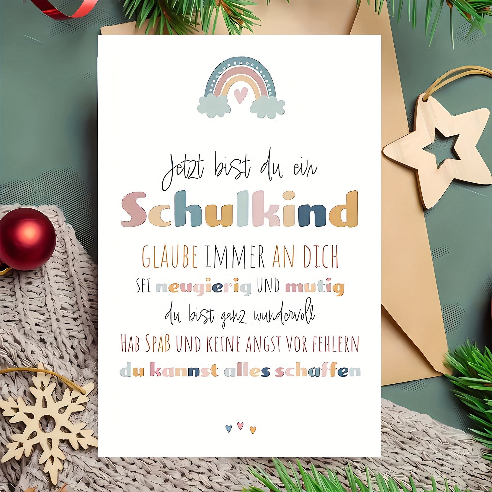 1 greeting card   paper envelope   and heart shaped design german     for   of students easy layout for teachers   and daughters educational gift greeting card