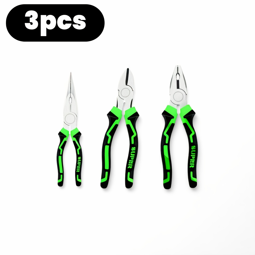 

Ensemble de 3 Pinces de 6 Pouces - Étau, Pince à Bec & Coupe-Fil, Kit d'Outils Industriels Multifonction pour Électricien