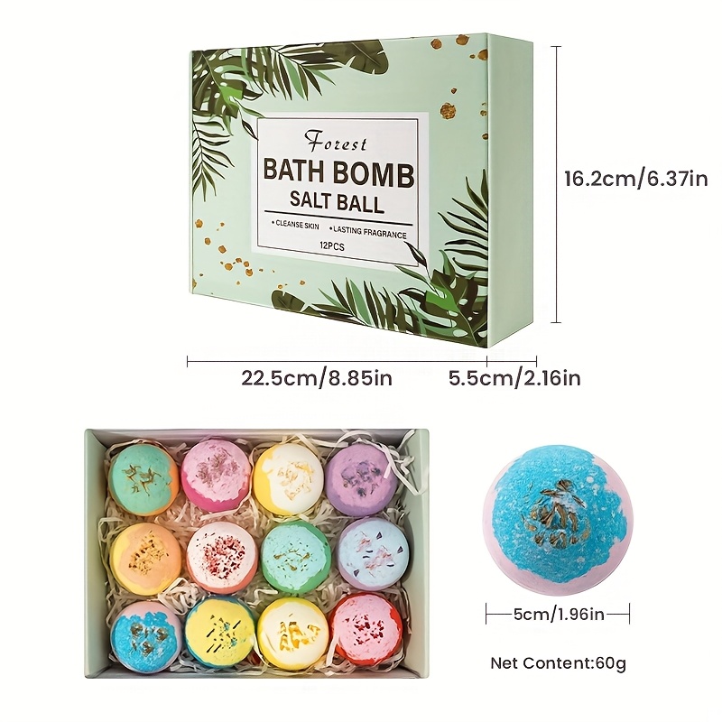 TEMU 12pcs Extra-large Bubble Bath Gift Set Large Capacity Mixed Essential Oil Bubble Salt Bath Balls, Featuring 12 Different Aromatic Scents| Ideal