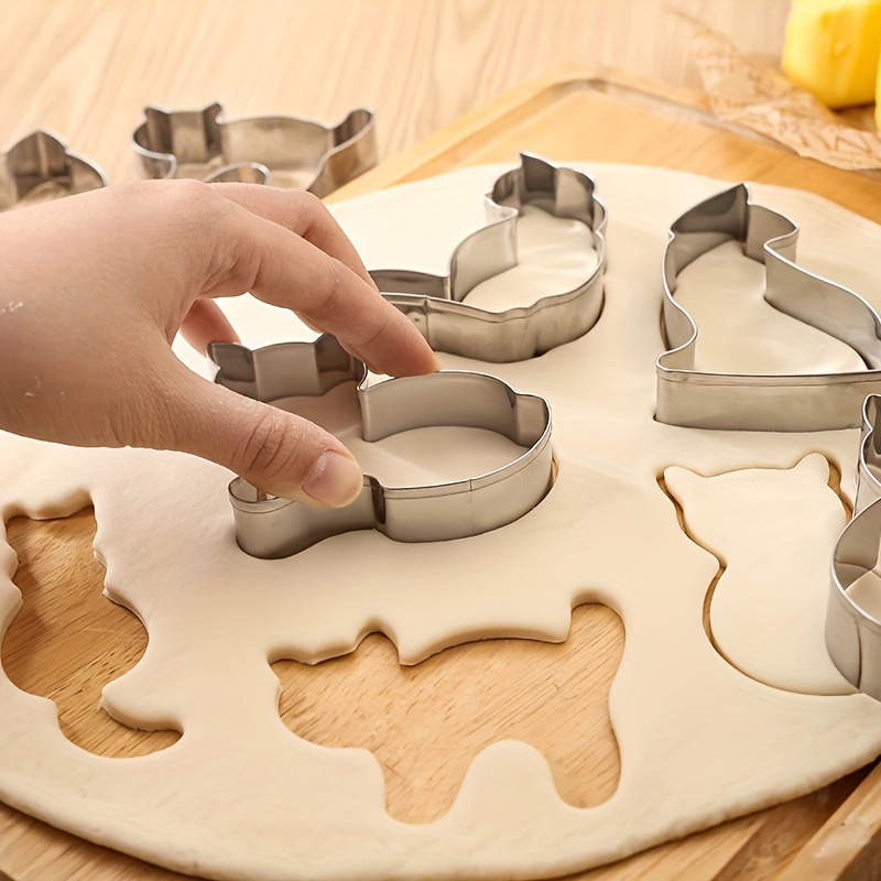 

Stainless Steel Animal Set - Cat Themed Biscuit Molds For Diy Baking - Kitchen Crafting Tools For Christmas & - 5/9 Piece Set