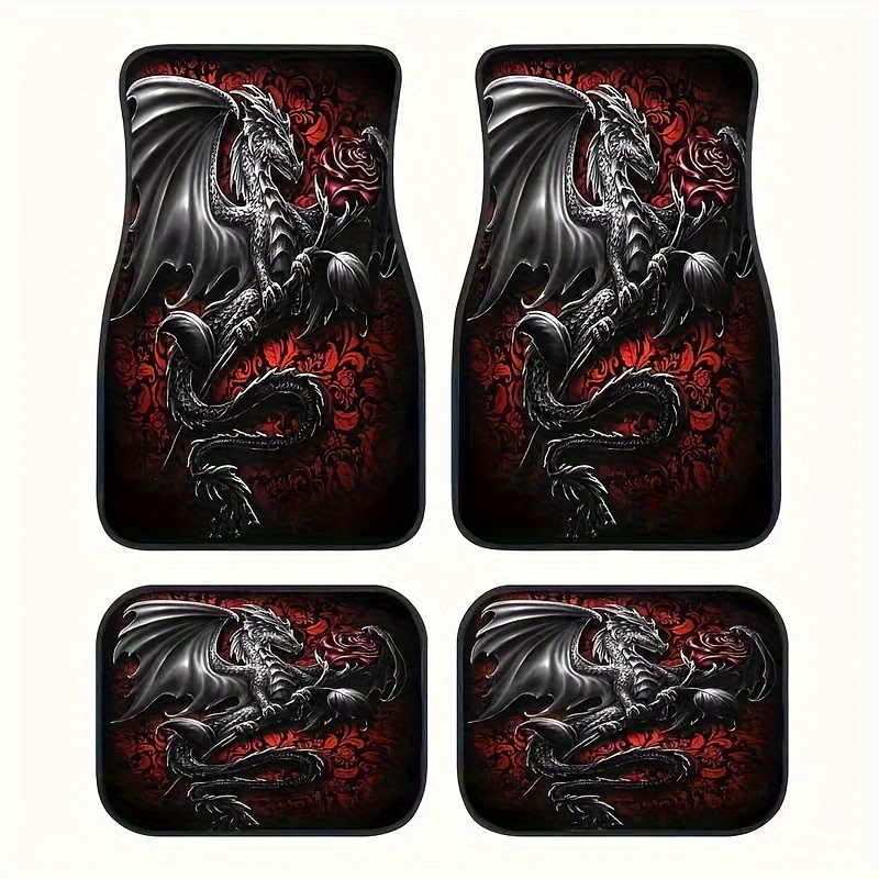 

Dragon And Universal Mats For Cars, , Trucks, Suvs - Set Of 4, Durable Polyester Fiber, Non-slip, Dirt-resistant, Protection & Stylish Decor