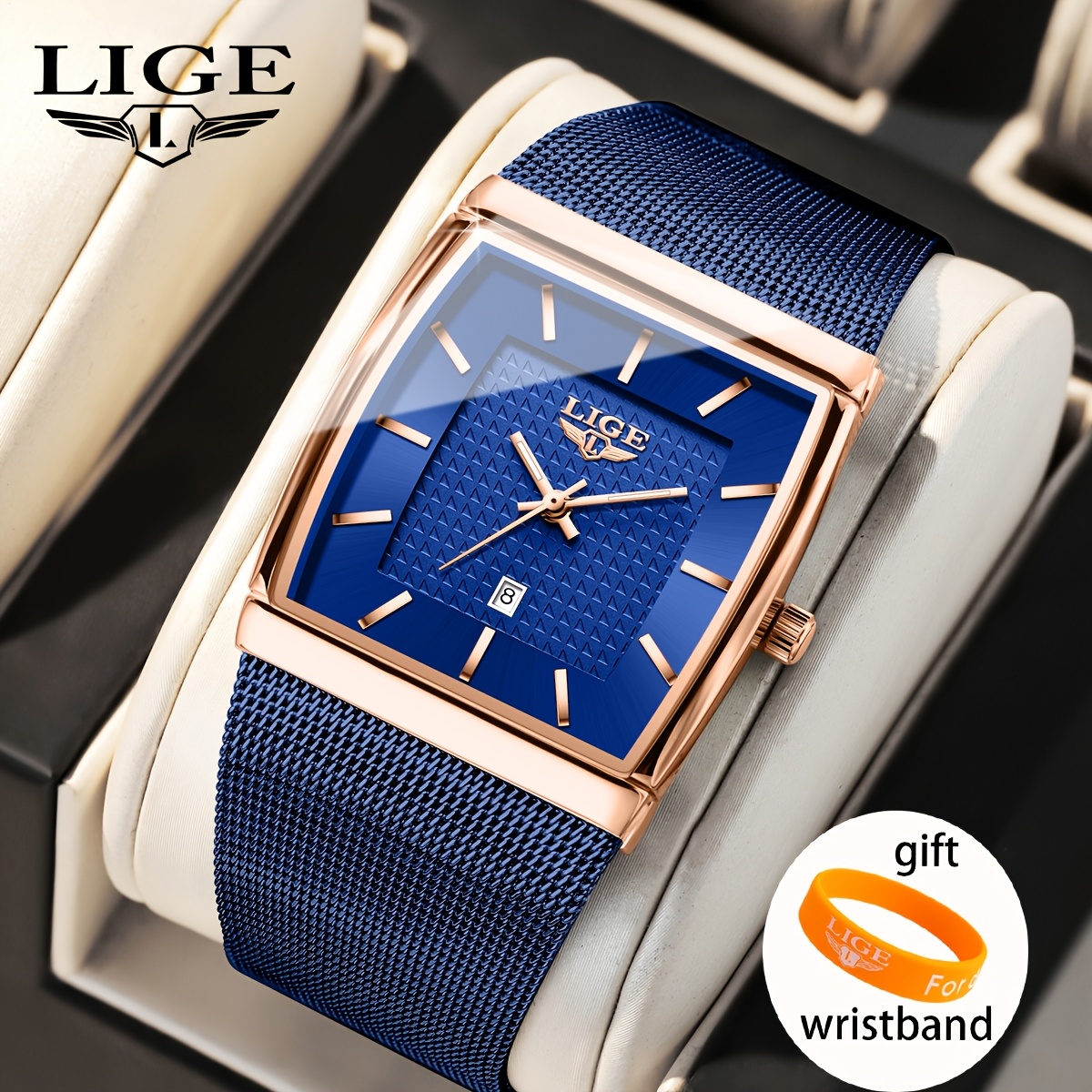 Image of Lige Men's ( With A Surprise Gift), A Trendy Unisex Wristwatch, Quartz Movement, Casual Yet Elegant Classic Business Watch, Stylish Sports Watch, And A Multifunctional Date Display Watch