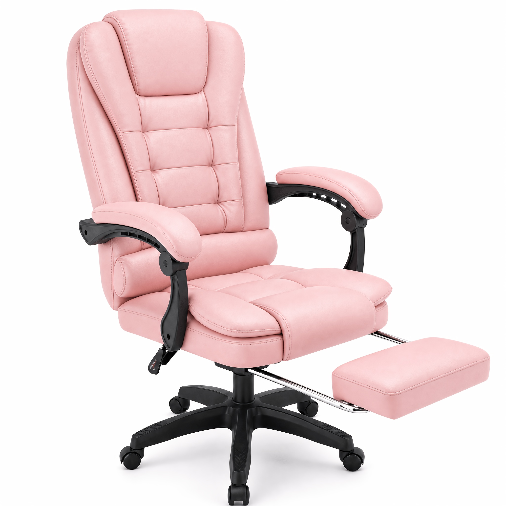 Image of Executive Office Chair With Retractable Footrest, Ergonomic Desk Chair With Padded Armrests, Adjustable Reclining Swivel Computer Chair For Home Office, Black