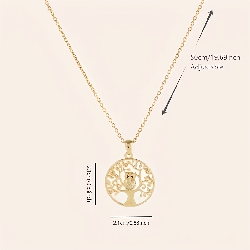 Delicate Hollow Animal Owl Tree Pendant Necklace, Unique Gift