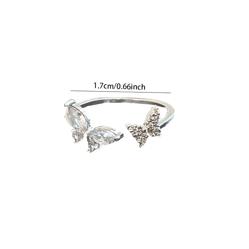 Women's S925 Pure Silver Open Adjustable Butterfly Ring