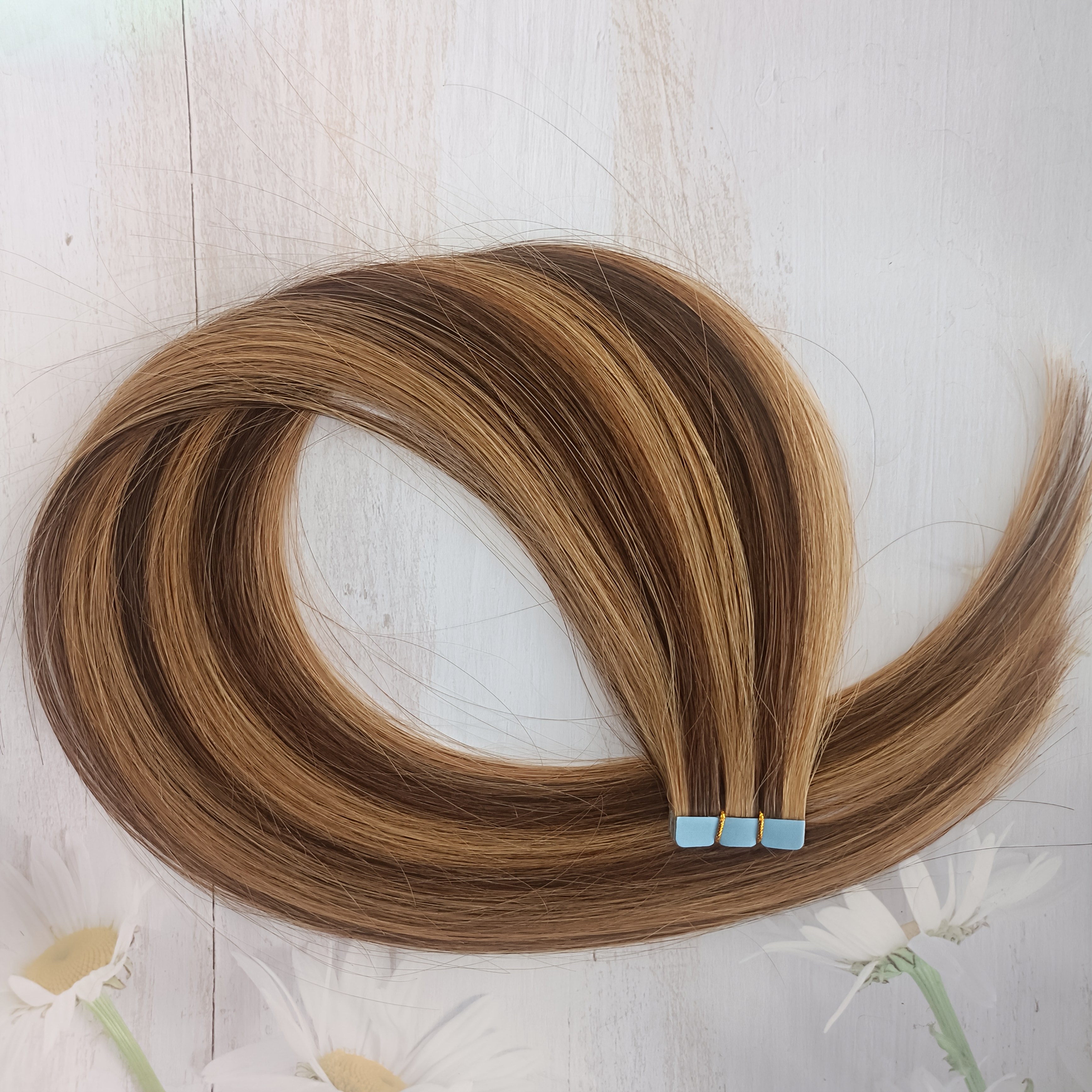 10pcs mini tape in hair extensions human hair balayage blonde highlights straight   human hair extensions for women easy to apply   look for all light beige tones versatile styling options easytoapply tapes details 4