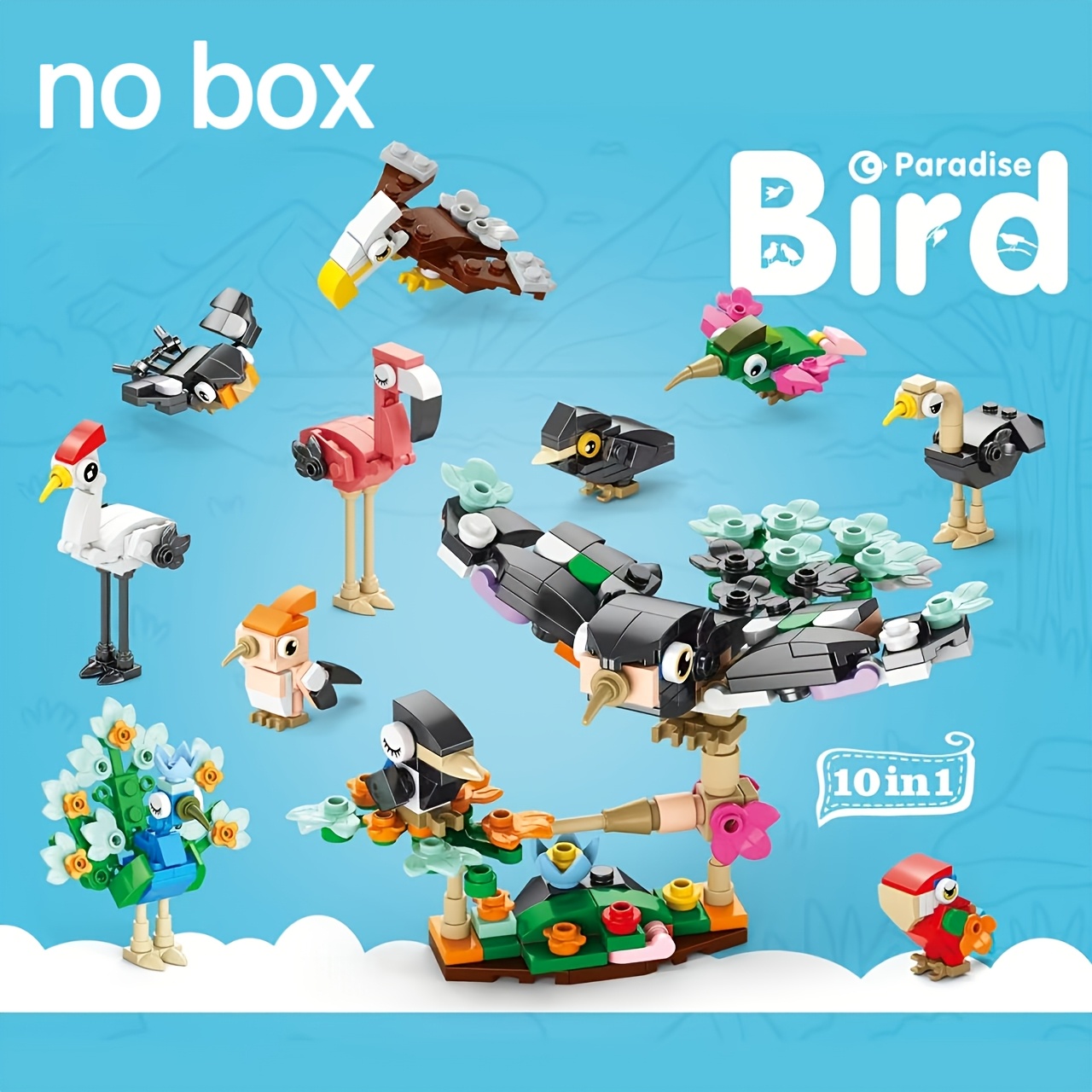 TEMU Ensemble de d'oiseaux créatifs 10-en-1, rose, Grue, , d'oiseaux assorties, Compatible avec , Améliorant la dextérité manuelle, Décoration
