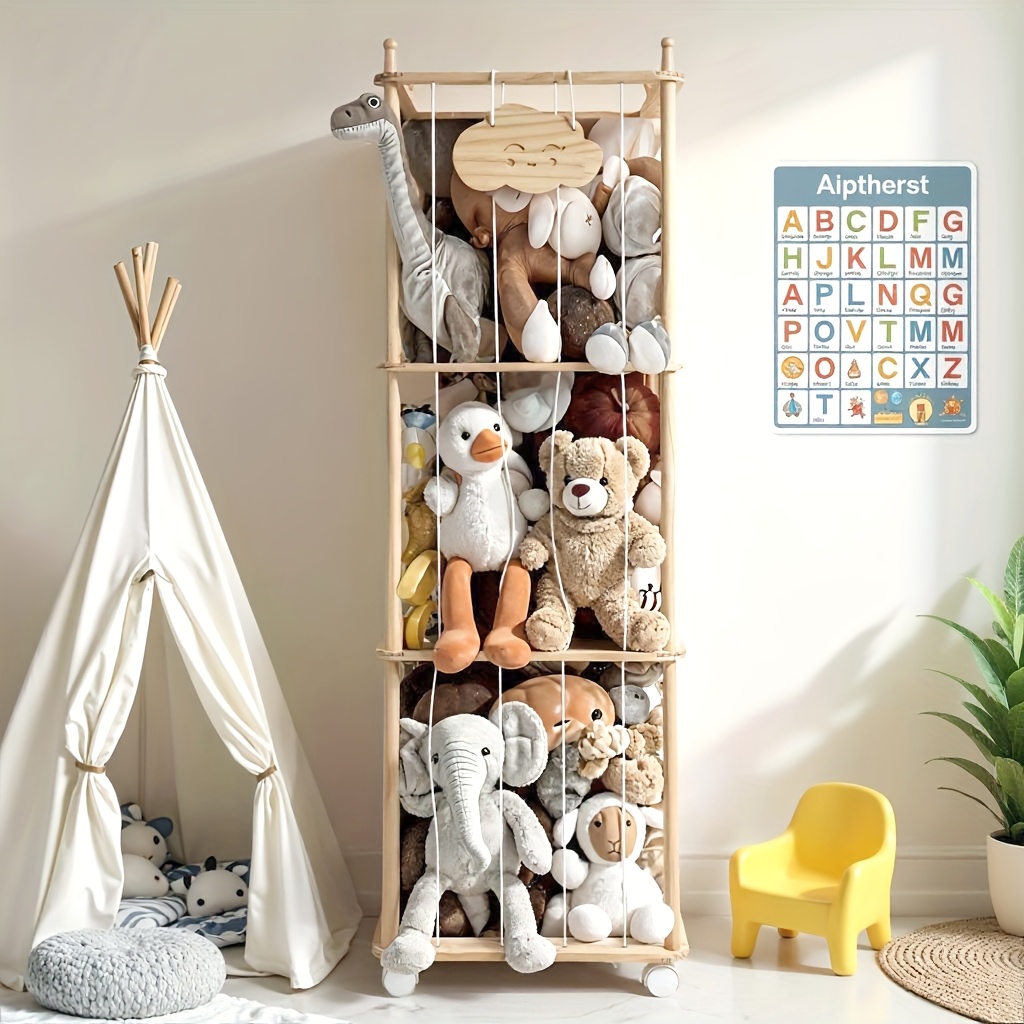 TEMU Animal Zoo Stuffed Animal Storage Soft Toy Shelf Room Organizer Zoo Cage For Stuffed Animals Pattern For Christmas And Halloween
