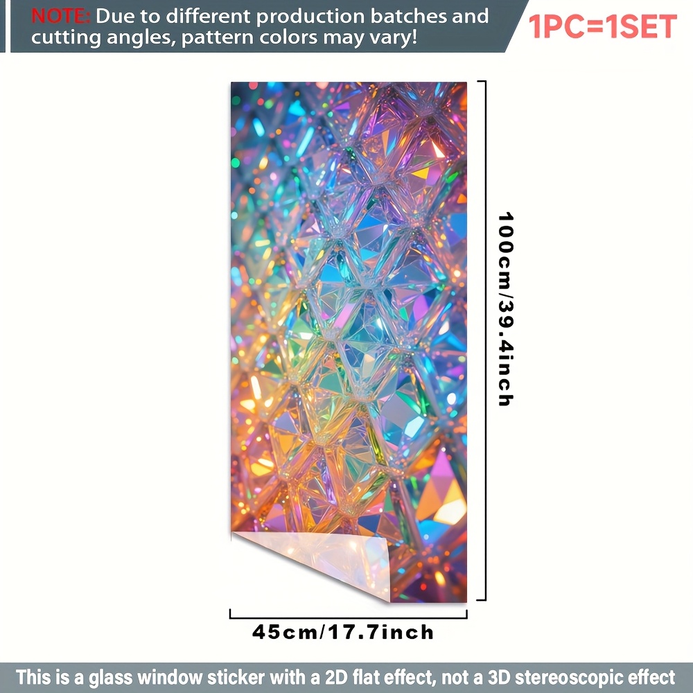 TEMU 1 Roll With Crystal Prism 2d Window Film. Pvc Static Adsorption , 45x100cm. Decoration Removablereusableprivacy Protectioneasy To Installno Glue. Suitable For Bathroom Room Kitchen Office D
