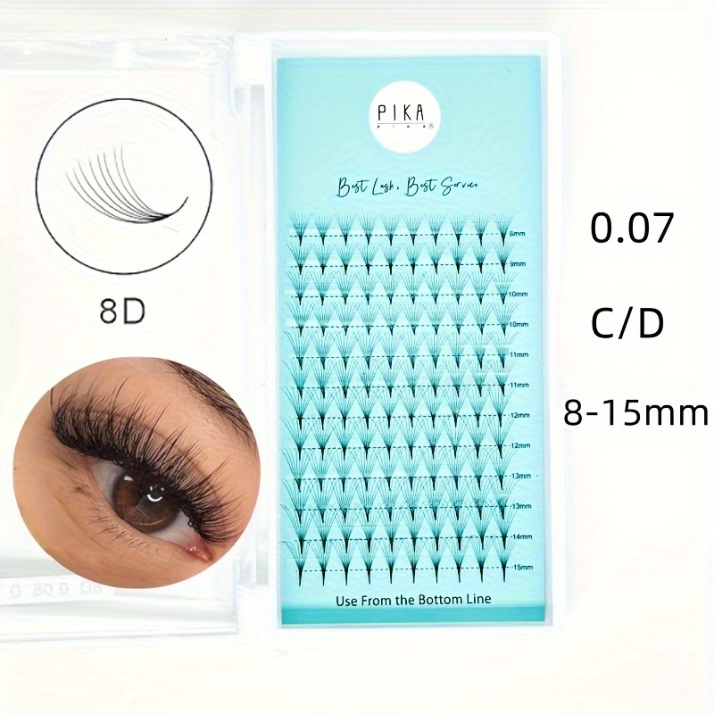 

120 Premade Eyelash Extension Fans - 8d C/d , 8-15mm Lengths, Ultra-lightweight For A Fluffy, .