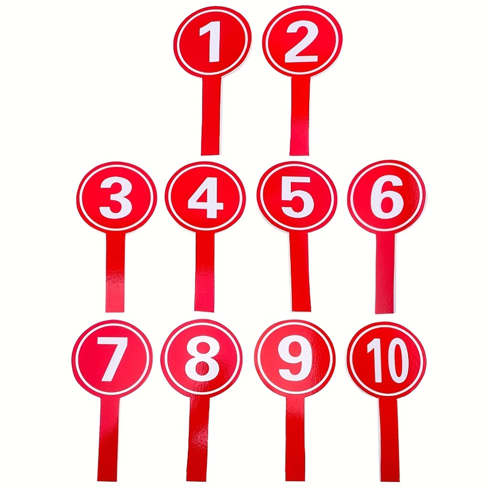 Image of 10pcs Red Number Score Paddles, Single Sided Foam Handheld Scoreboards - Number Signs Foam Boards For Sports Games Boards, Without Battery