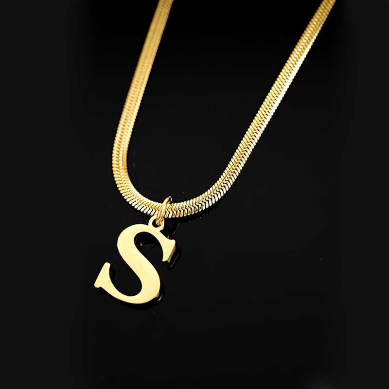 TEMU 1 Collar Dorado con Letra A-Z y Cadena de Espada, Ideal para Mujer