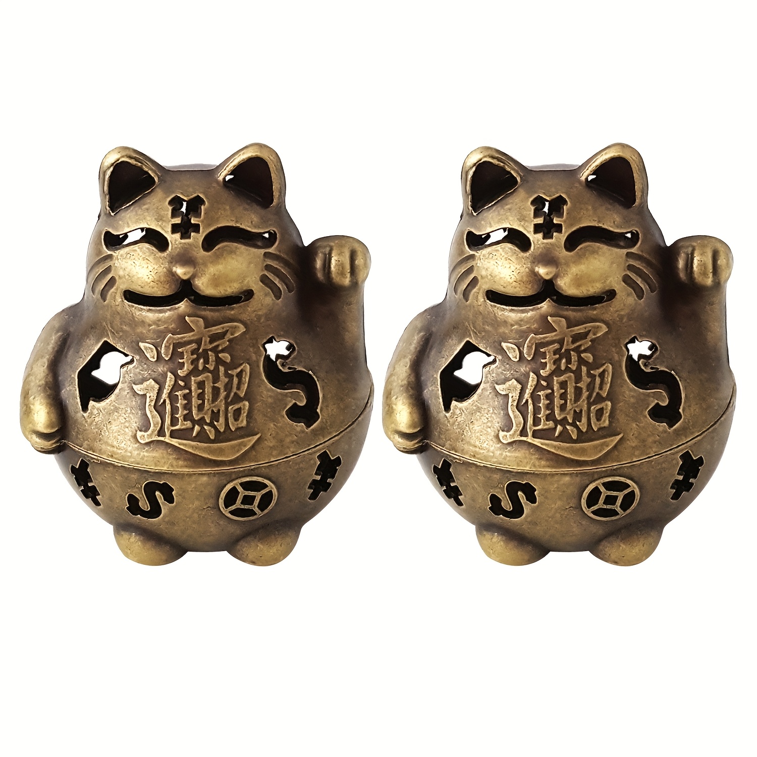 TEMU 【幸運と富】金箔猫の香炉 2個セット、猫の口から煙が上がる吉祥香炉、繁栄するビジネスに必須の香炉、ビジネスギフトグレードの風水香炉セット