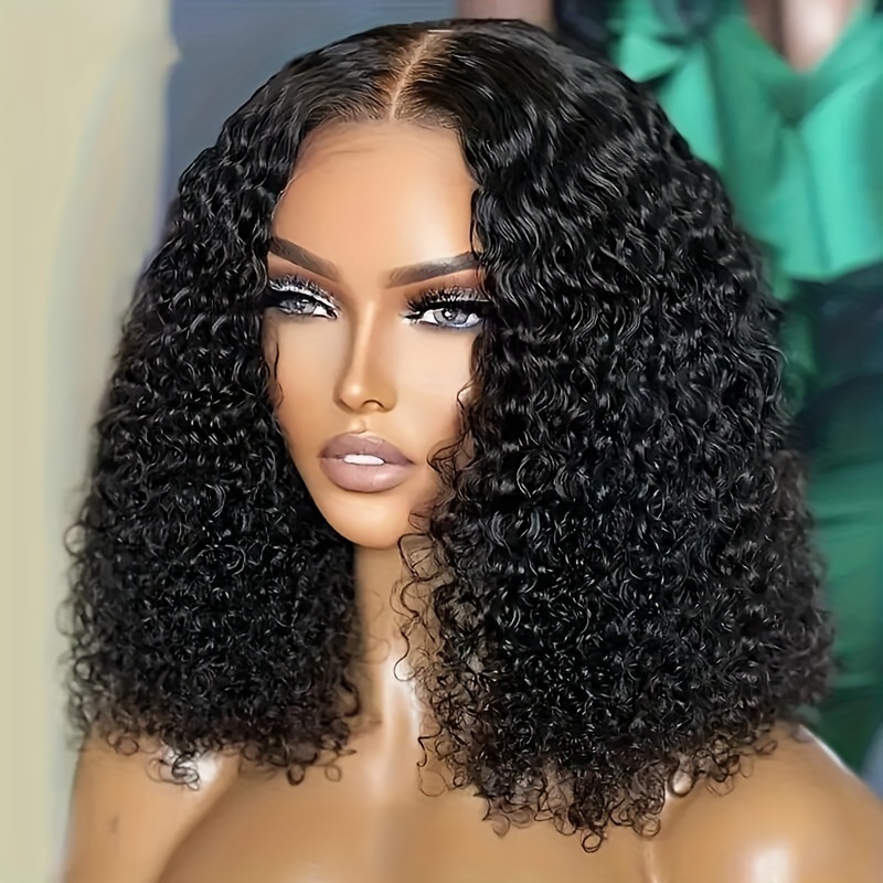 

Curly Bob Wig Human Hair 14 Inch Glueless 13x4 Lace Front Wigs Pre Plucked For Women 180% Density Hd Bob Lace Frontal Wigs Wet And Wave