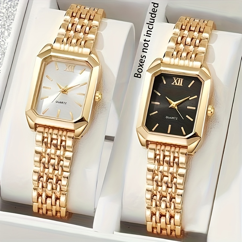 TEMU Elegant Women's Watches, Square Quartz Watch Casual Ladies Folding Alloy Clock