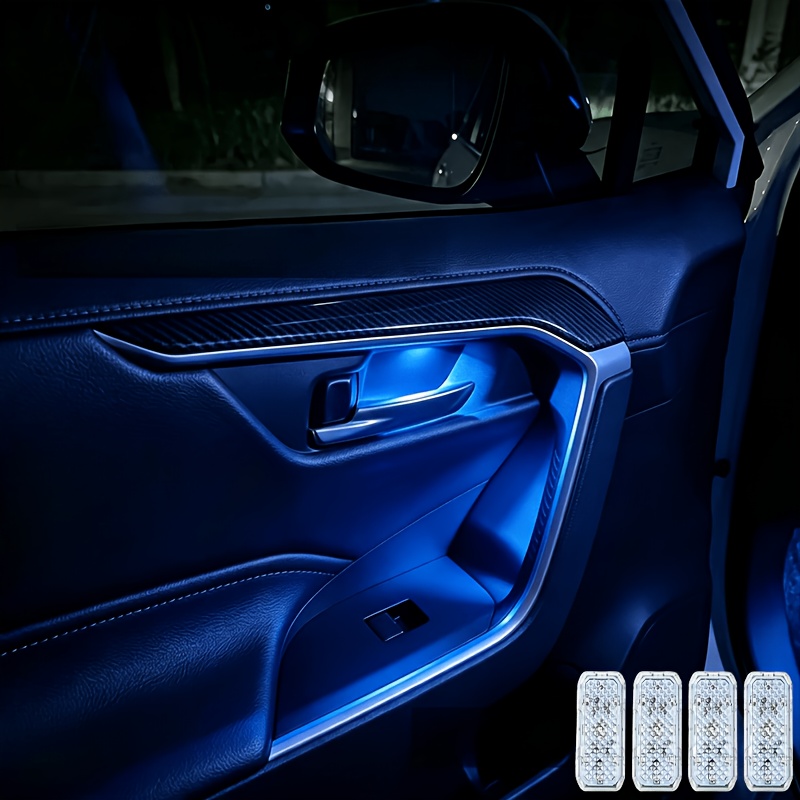 TEMU 4pcs Touch Sensitive Led Interior Ambient Light, Wireless Mini Decor Atmosphere Lamp, On Interior Light For Storage Box Footwell Door Storage