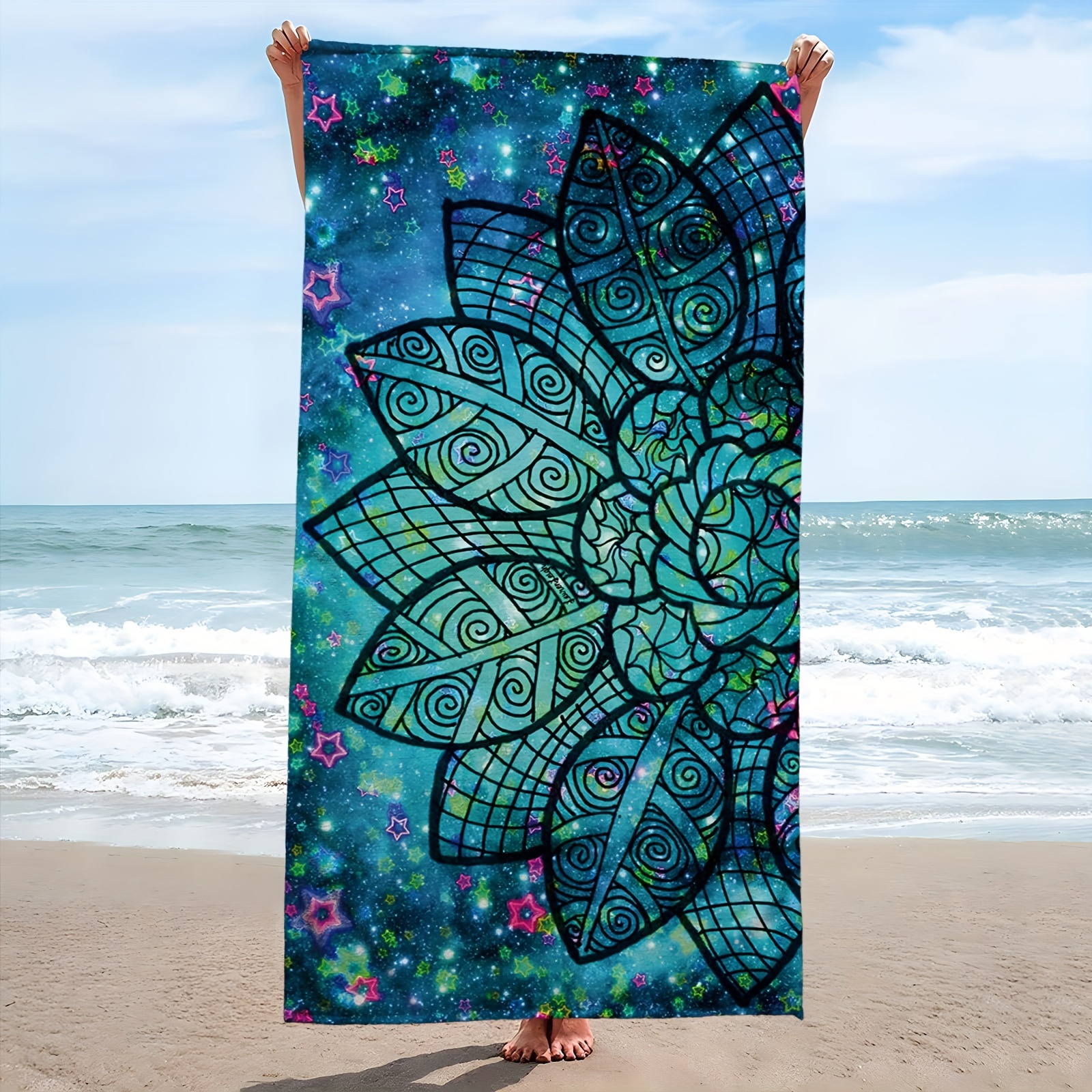 E-shop Ein Mikrofaser-Strandtuch mit Mandala-Design, hoch saugfähig und für Reisen, Schwimmen, Tauchen, Surfen, Yoga und Camping, verwendbar zu jeder