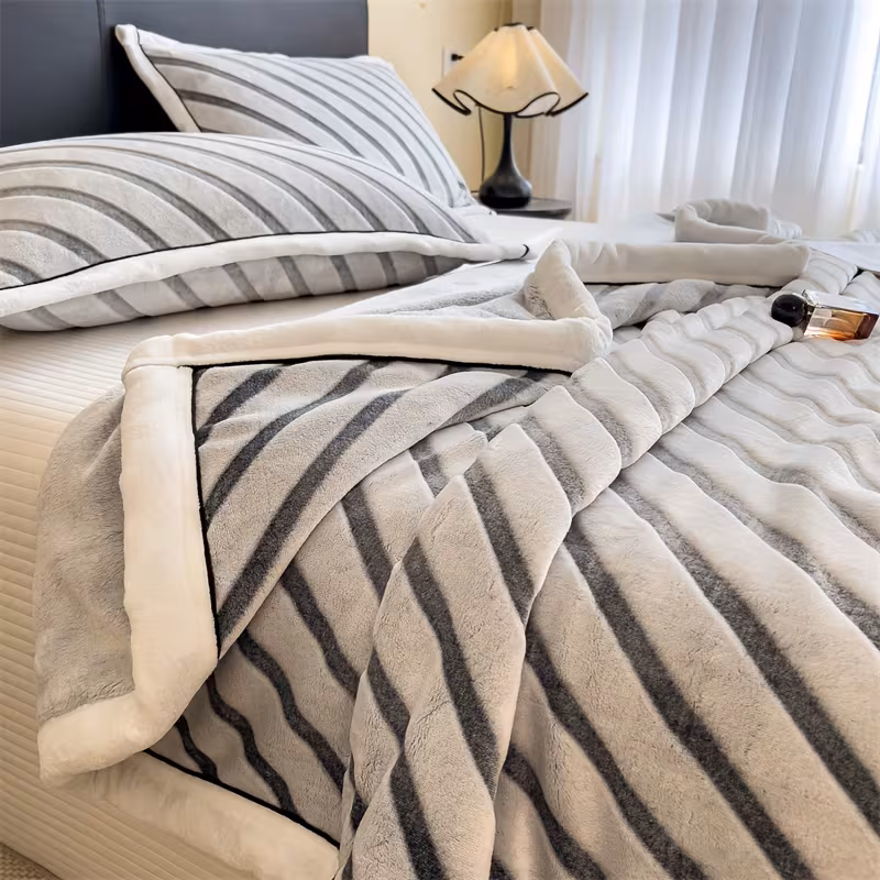 1pc of comfortable beige friendly milk velvet blanket warm bedding for autumn and winter machine washable and outdoor portable suitable for hotel and home use single blanket pillowcase not included winter blanket nautical theme cozy throw durable material velvet fabric warm coverlet snug wrap hotel guests Product details 3