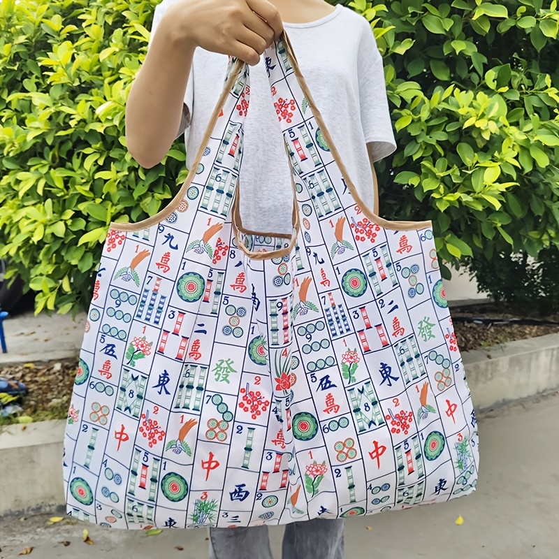 TEMU 1 Shopping Bag, Foldable And Portable Large Capacity Tote Bag, Nylon Women's Shoulder Bag, Travel Grocery Bag, Suitable For Shopping, Office,
