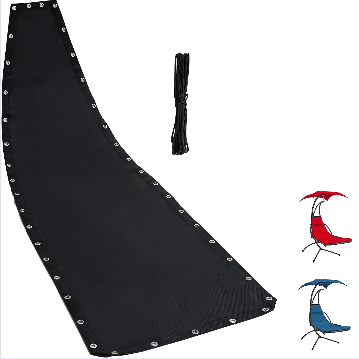 Hanging Hammock Replacement Fabric For Swing Chair, Black Fabric Replacement For Lounge Chaise, Patio Deck Chair Accessories