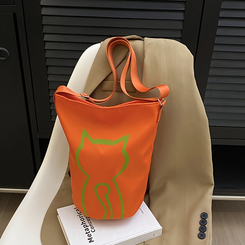 2025 New Korean Style Backpack Women's Outdoor Large Capacity Single Shoulder Crossbody Bag High Aesthetic Cute Cat Bucket Bag
