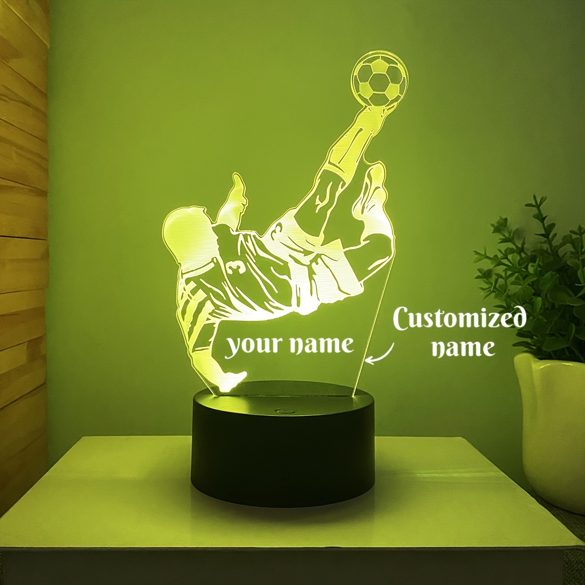 TEMU 1pc Customizable 3d Night Light With Text/name, A Creative Gift For Him/her Who Soccer, Birthday Present, Holiday Gift, Touch Control With