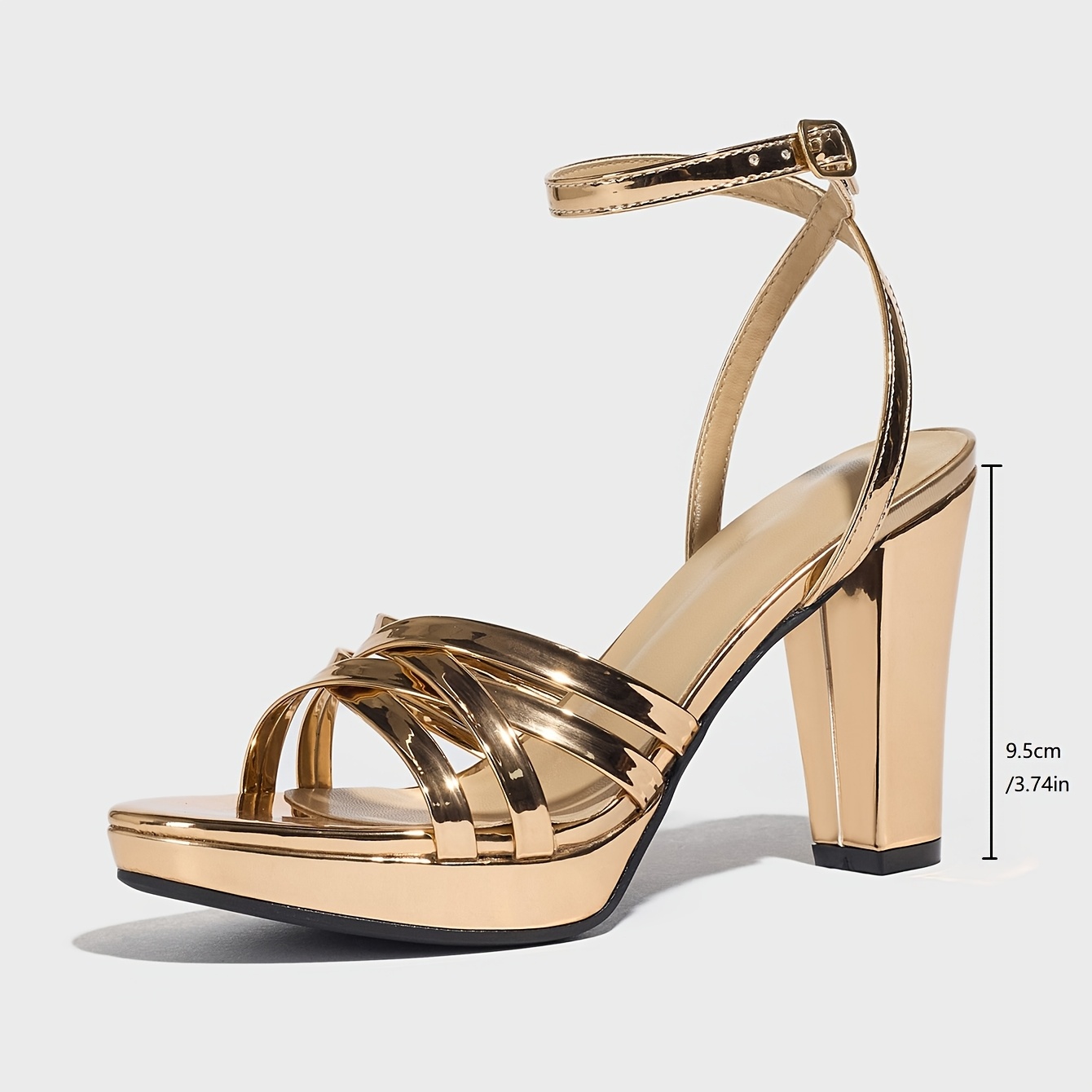 Women's High Heel Sandals with Multiple Straps and Chunky Heel
