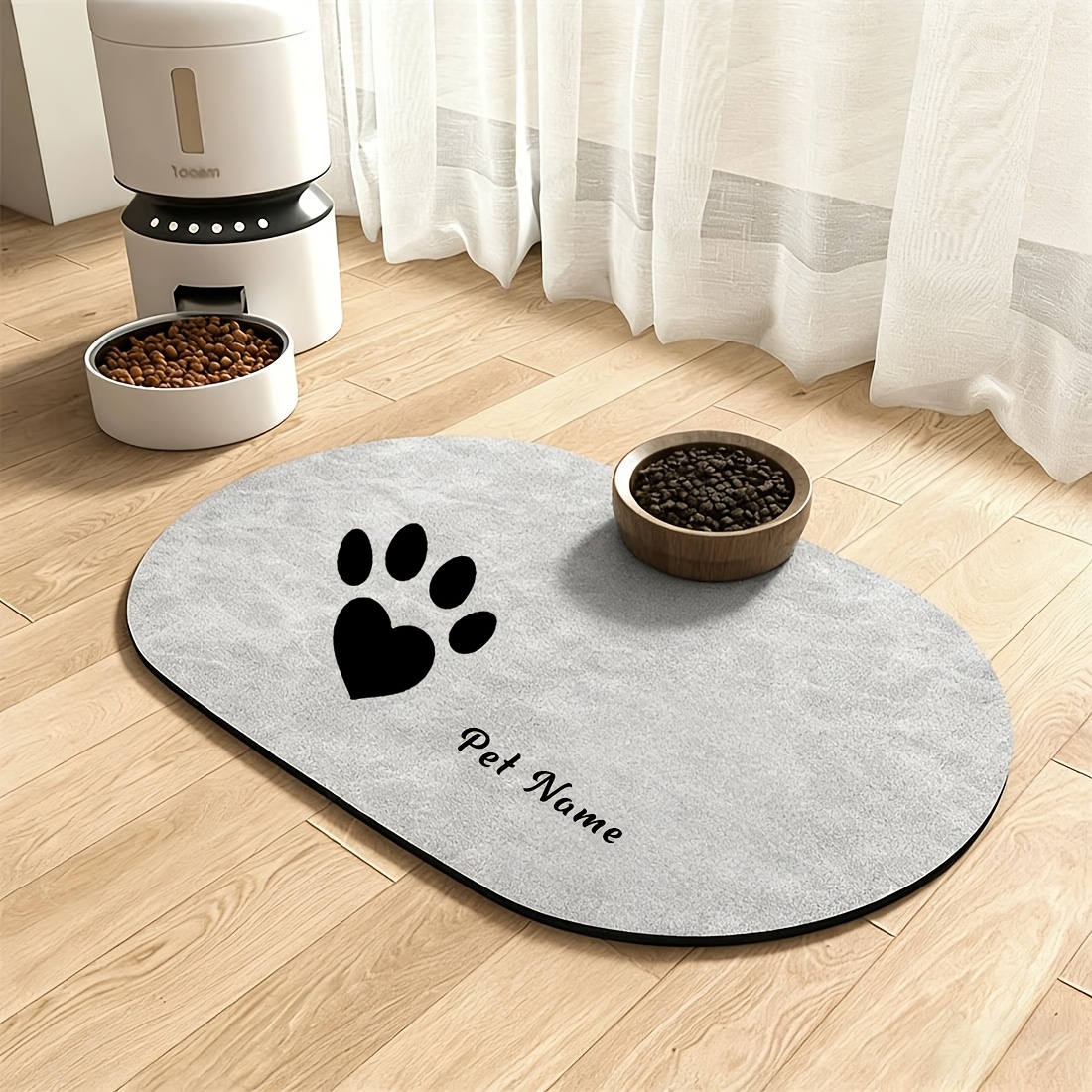 Customized Pet Feeding Mats with Paw Print Design